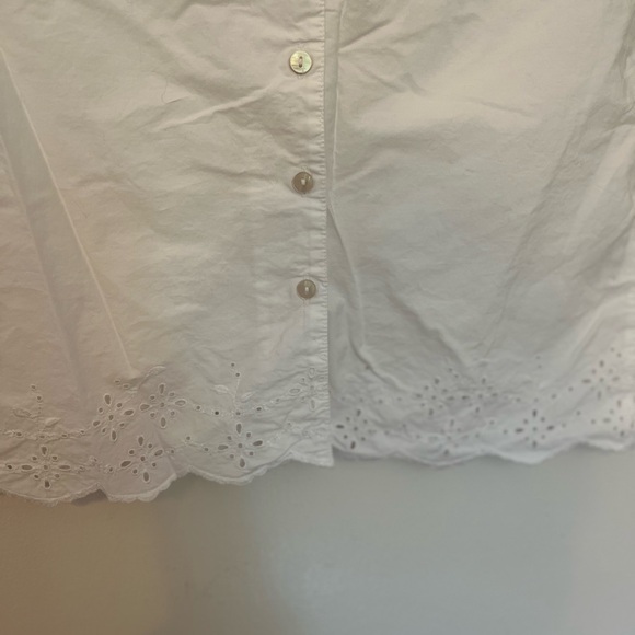 White Short Sleeve Eyelet Button Up - Picture 7 of 7